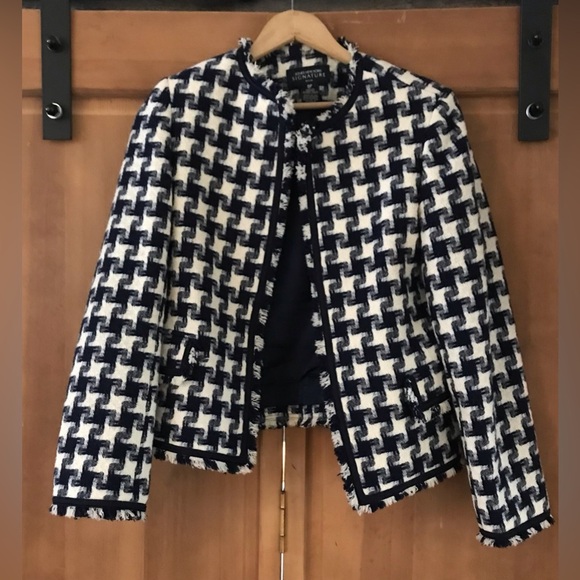 Jones New York Signature Houndstooth Navy and White Dress Jacket Size 8P - Picture 1 of 8